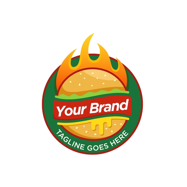 Hot burger logo, vector Logo Template