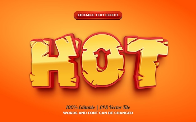 Vettore effetto di testo modificabile 3d per bambini dei cartoni animati caldi