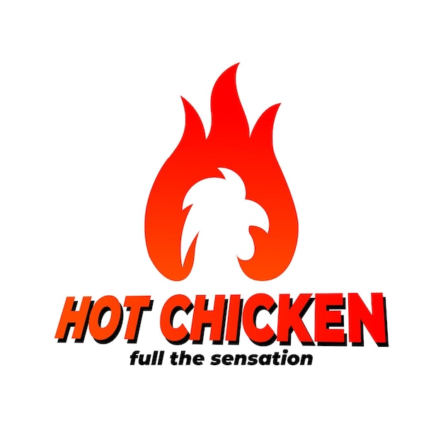 Hot chicken logo chicken spicy restaurant logo fire with chicken