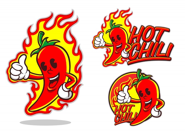 Vector hot chili cartoon logo