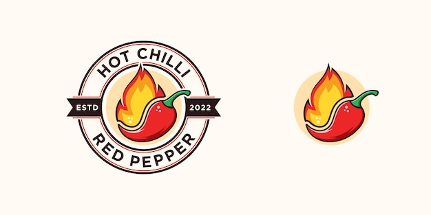 Hot Chili Chilli Red Pepper Spicy Food Spice Sauce Cayenne Paprika Fire Flame Vector Logo Design