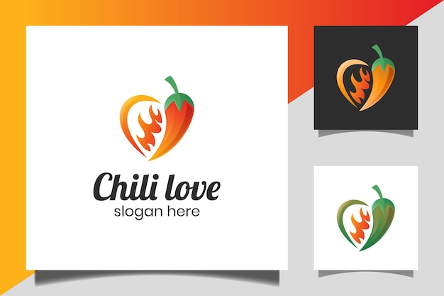 Vector hot chili combined love like spicy vector design. spicy mexican style food. for spicy food business restaurant logo design