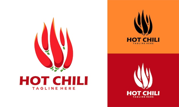 Hot Chili logo design concept vector template Pittige chili logo icoon Premium Vector