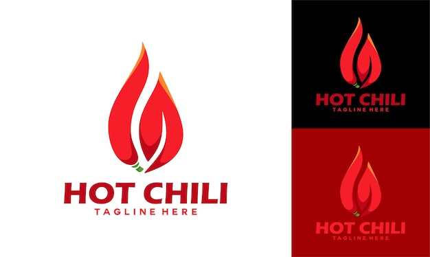 Hot Chili logo design concept vector template Pittige chili logo icoon Premium Vector