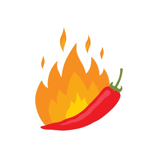 Vector hot chili pepper in fire.