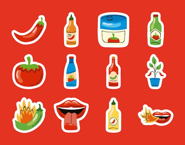 Hot chili sauce icons