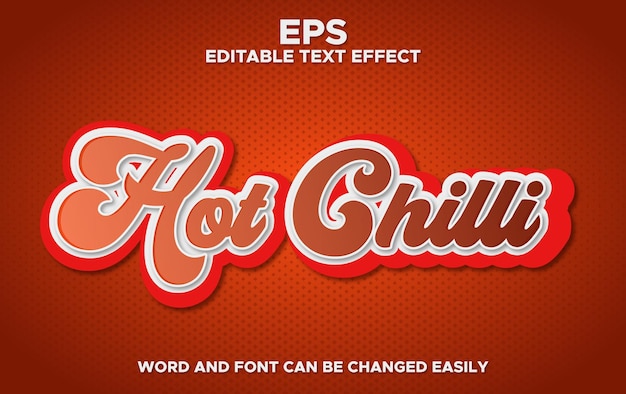 Vector hot chilli 3d text effect red color