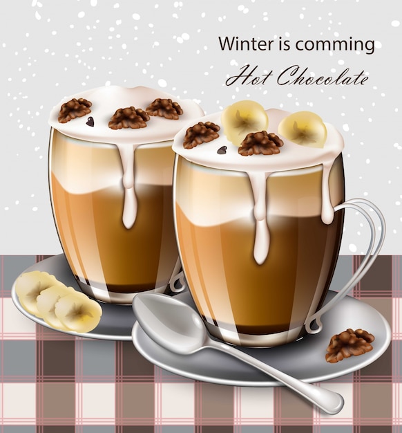 Hot chocolate beverage Vector realistic