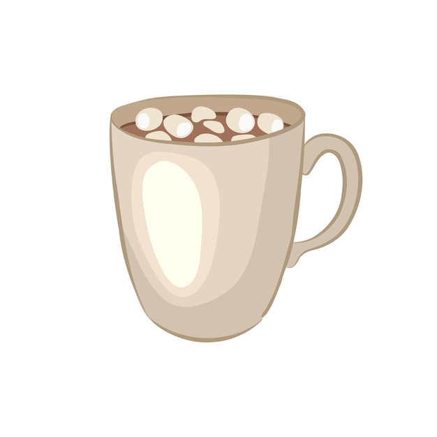 Hot chocolate. Cocoa souffle. Cartoon icon. Isolated object on a white background