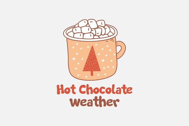 Disegno di maglietta natalizia hot chocolate weather