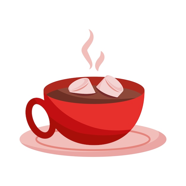 Hot chocolate with mallows isolated .vector illustration