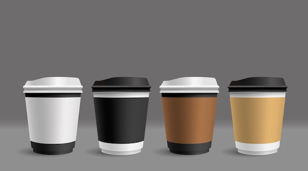 Hot coffee cup on gray background