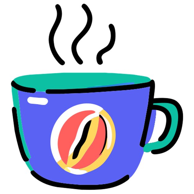 Hot coffee cup icon doodle offset fill