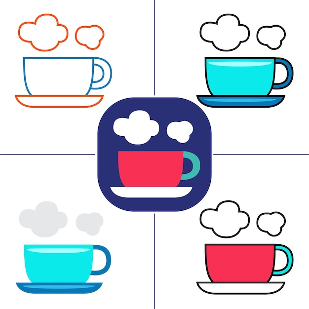 hot coffee in flat design style