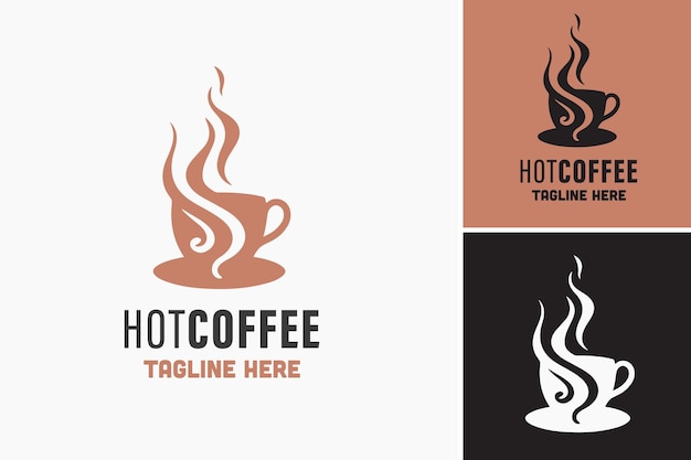 Vector hot coffee logo design template is perfect voor het maken van logo-ontwerpen voor coffeeshops, cafés