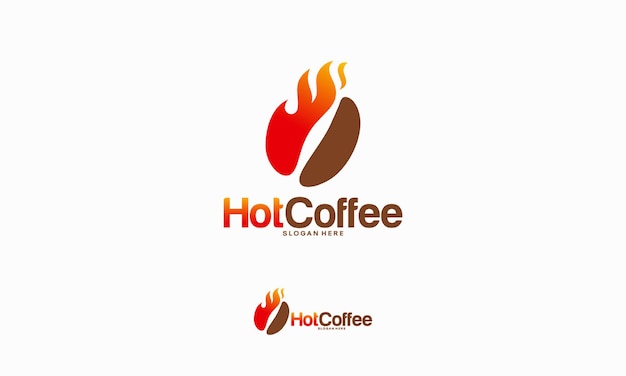 Hot Coffee Logo ontwerpt concept, Fire en Coffee Bean logo symbool vectorillustratie