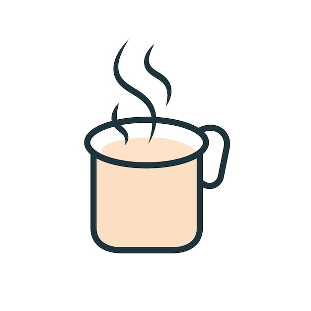 Hot coffee in a mug with steam icon