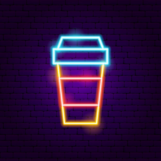 Hot coffee neon sign. vector illustration of cafe promotion.