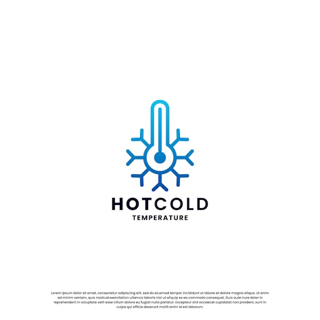 Vector hot and cold logo design for temperature snow and flame icon combination