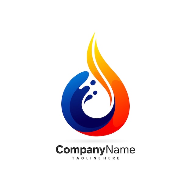 Hot and cool water logo design template