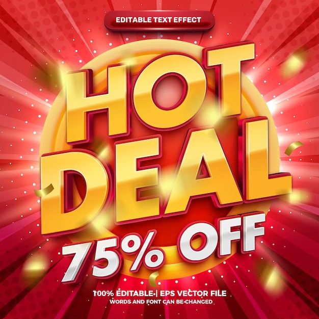 Hot Deal Promo gewaagd 3D bewerkbaar teksteffect