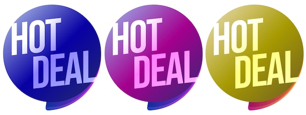 Hot deal sticker icon set isolated on white