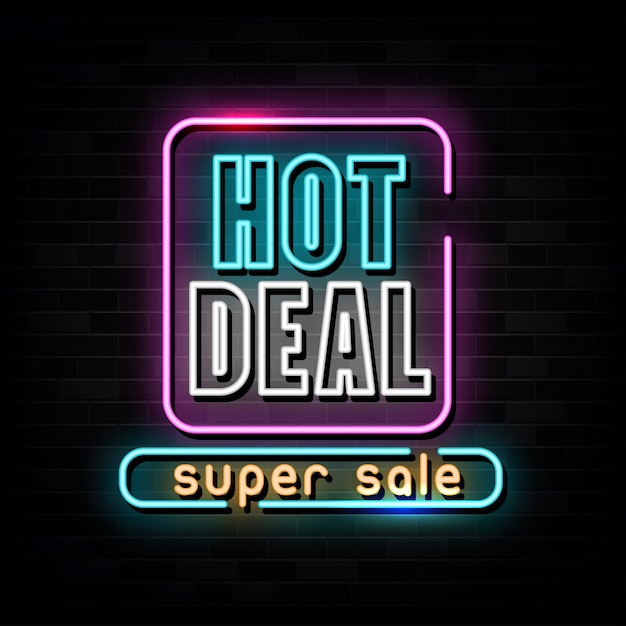 Hot Deal Super Sale Neon Signs Vector