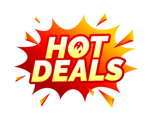 Hot Deals vector icon Flat promotion banner hot deal price tag sale offer price