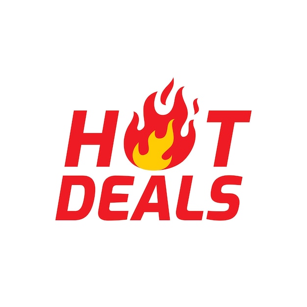 Hot Deals vector icoon Platte promotie vuur banner prijskaartje hot deal verkoop aanbieding prijs geïsoleerd