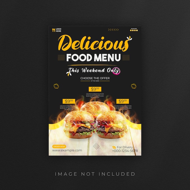 Hot and delicious burger flyer or poster template design