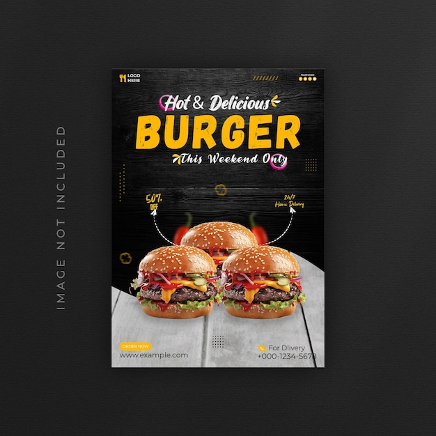 Vector hot and delicious burger flyer or poster template design