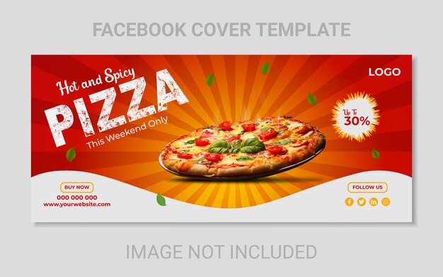 Vettore design della copertina di facebook per pizza deliziosa calda