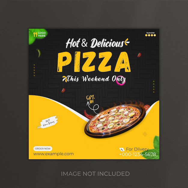 E deliziosa pizza social media post hot template design