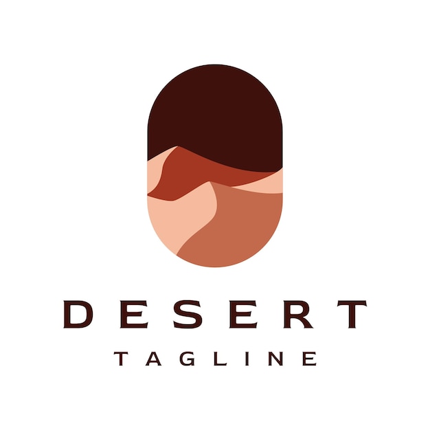 Горячая пустыня и дюны абстрактный векторный дизайн шаблона логотипа с кактусом, показывающим песчаные дюны на изолированном фоне