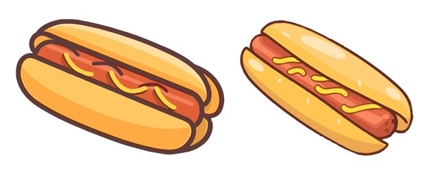 Hot dog buns white background isolated illustration minimal clipart vector style