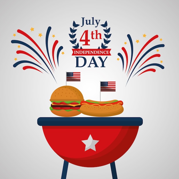 Hot dog and burger food american independence day