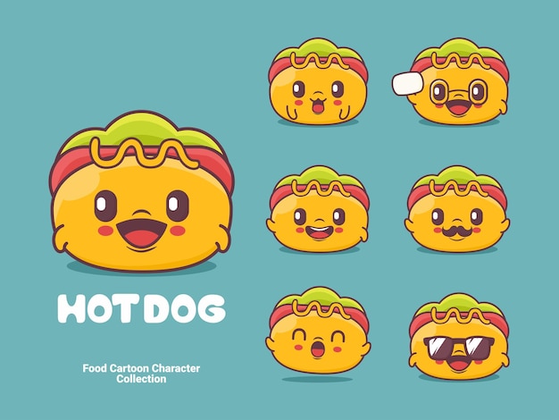 Hot dog cartoon character fast food vector illustration