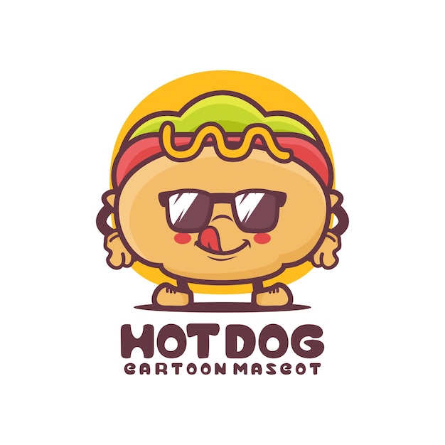 Illustrazione di vettore dell'alimento della mascotte del fumetto del hot dog