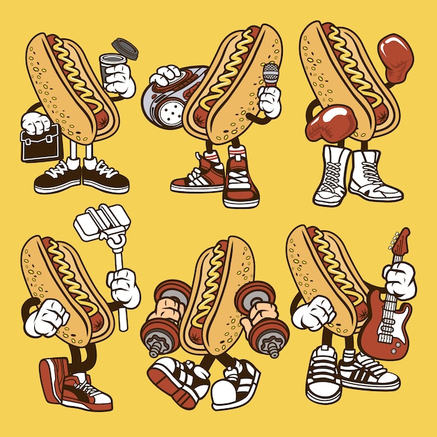 Hot Dog Cartoon tekenset