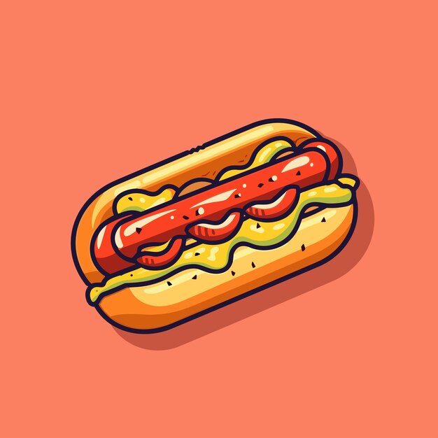 Vector hot dog clip art illustration for menu poster web