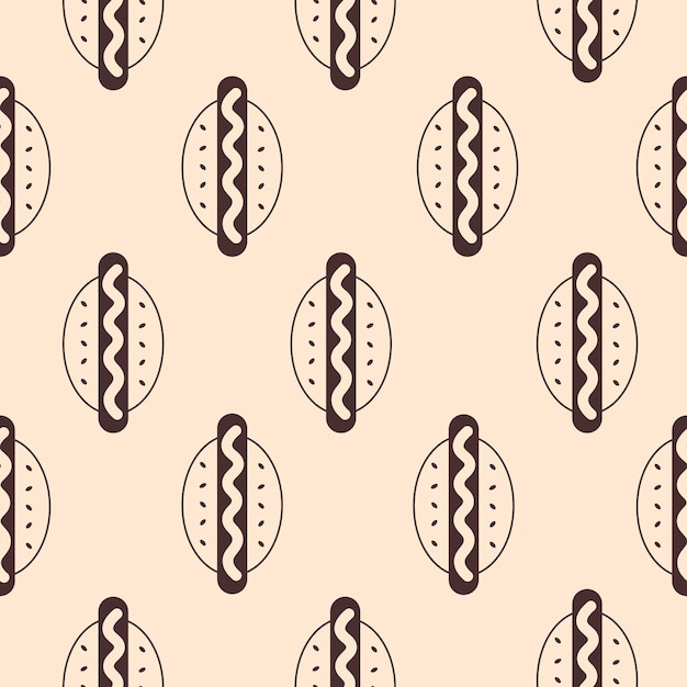 Hot Dog doodle food seamless pattern