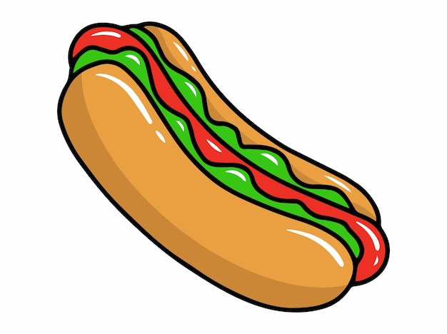 Vector hot dog fast food clipart illustration