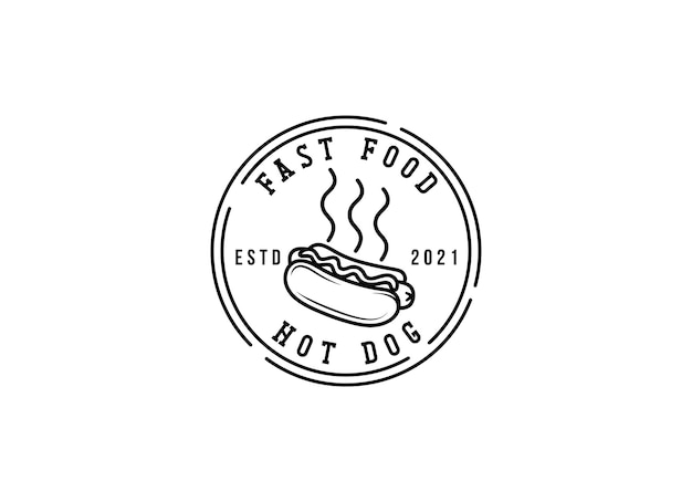 Modello di progettazione di logo di hot dog e fast food