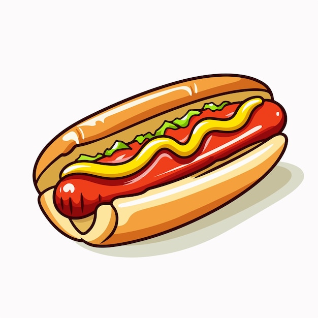 Hot dog flat vector illustration hot dog hand drawing isolated vector illustration