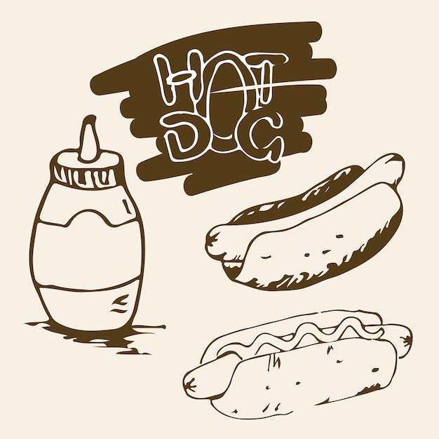 Hot Dog Hand Drawn Illustration