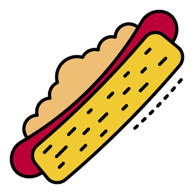 Vector hot dog icon outline hot dog vector icon color flat isolated