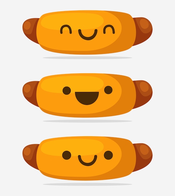 Illustrazione di hot dog kawaii