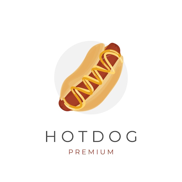 Вектор Логотип хот-дога с майонезом, готовый к употреблению