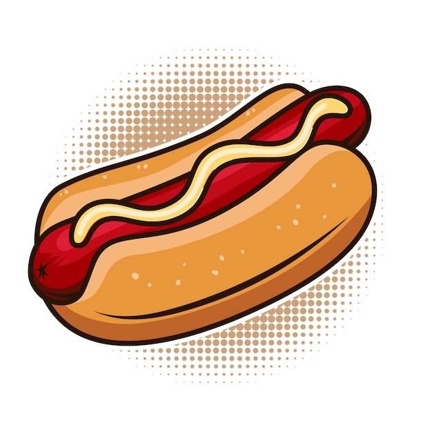 Illustrazione del hot dog su fondo bianco. elemento per poster, emblema, segno, menu. illustrazione