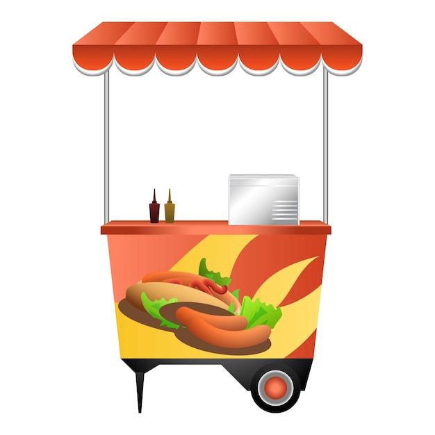 Vector hot dog kiosk icon cartoon of hot dog kiosk vector icon for web design isolated on white background